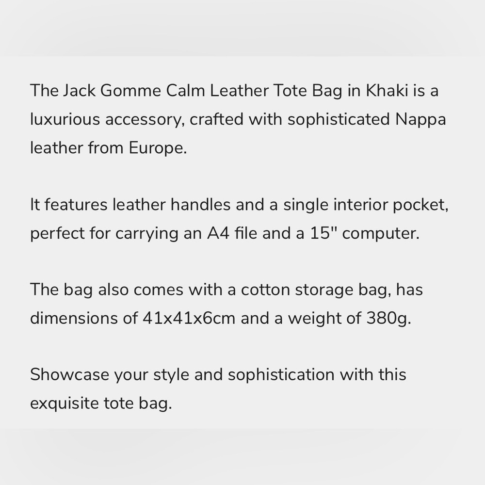 Jack Gomme Atelier GenuineLeather Calm ToteBag Purse -Khaki Made In France RAREā - Picture 12 of 16